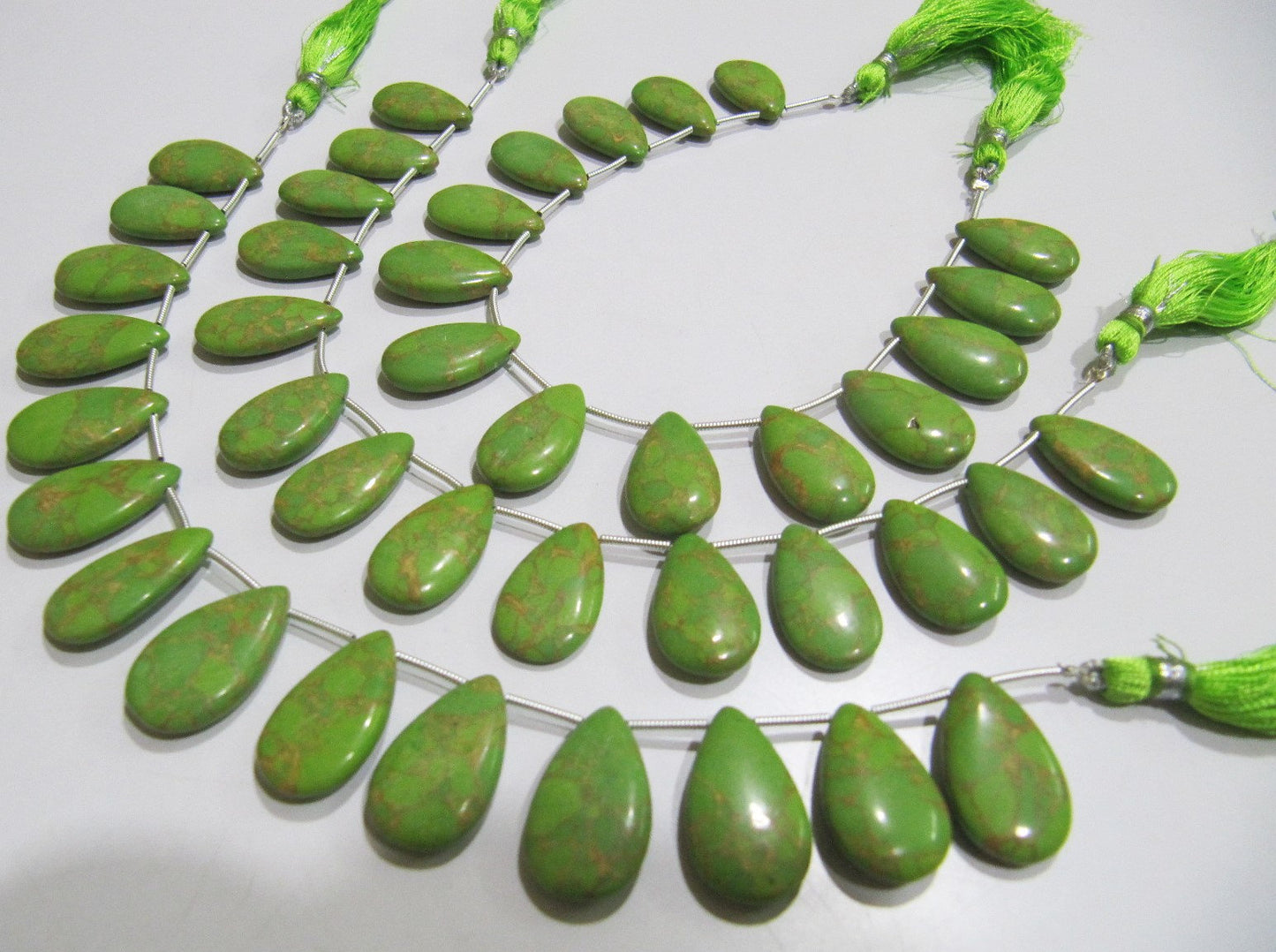 AAA Quality Green Copper Turquoise Pear Shape Plain Smooth Size 12x20mm Beads Strand 8 inches Long Sold Per Strand, 14 Beads Per Strand