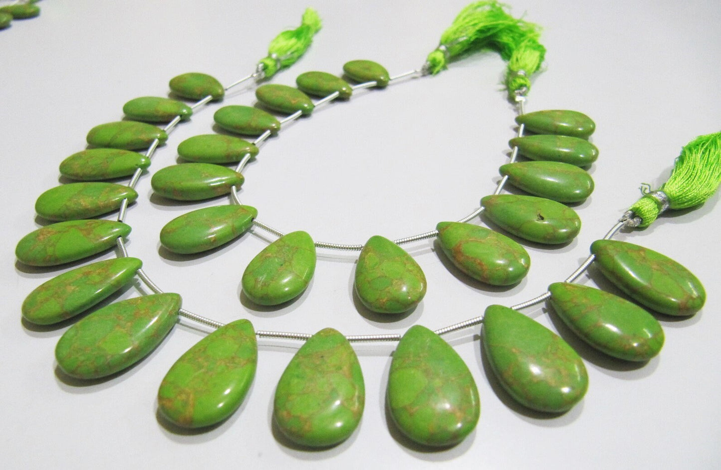 AAA Quality Green Copper Turquoise Pear Shape Plain Smooth Size 12x20mm Beads Strand 8 inches Long Sold Per Strand, 14 Beads Per Strand