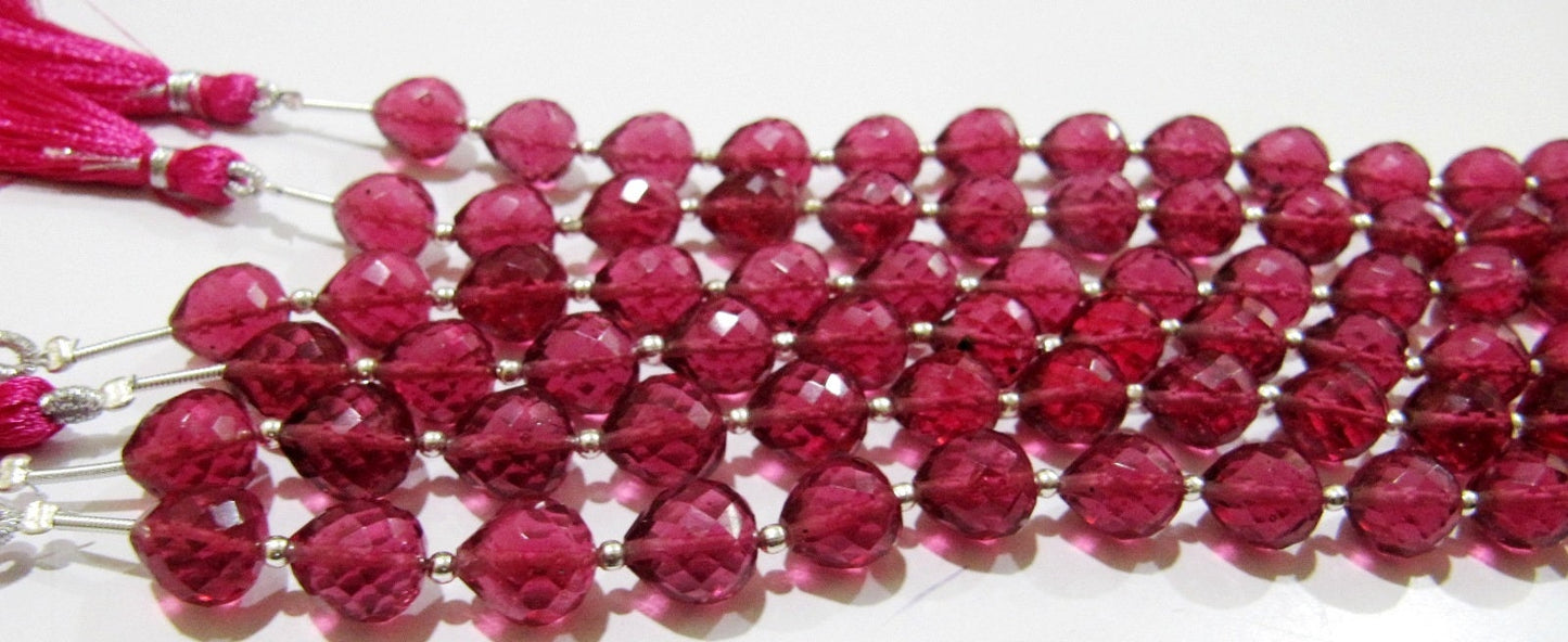 Rubellite Pink Quartz Teardrop Shape Faceted Briolette 10mm Beads Pink Color Beads sold per Strand 8 inches Long wholesale Rates