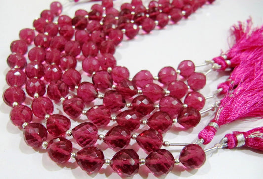 Rubellite Pink Quartz Teardrop Shape Faceted Briolette 10mm Beads Pink Color Beads sold per Strand 8 inches Long wholesale Rates