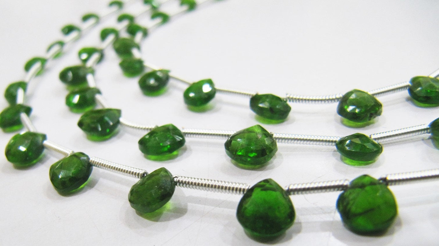 AAA Best Quality Natural Chrome Diopside 5-6mm, Best Quality Green Color Heart Shape Faceted Beads, Strand 8 inches Long Sold Per Strand