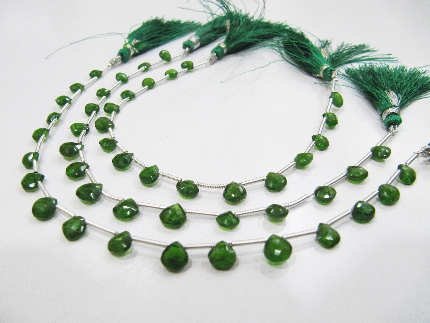 AAA Best Quality Natural Chrome Diopside 5-6mm, Best Quality Green Color Heart Shape Faceted Beads, Strand 8 inches Long Sold Per Strand