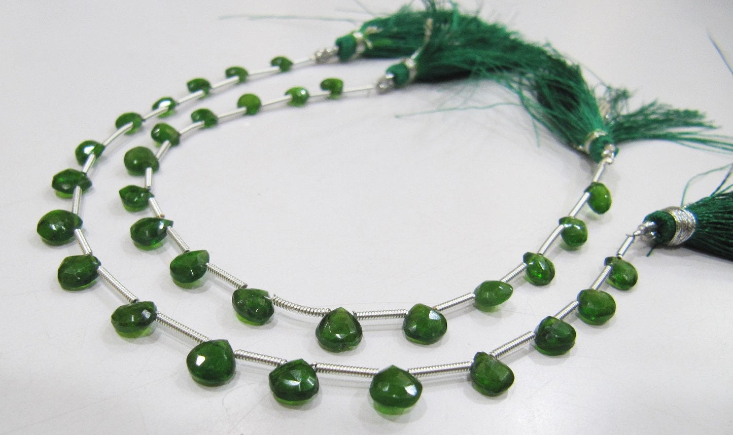 AAA Best Quality Natural Chrome Diopside 5-6mm, Best Quality Green Color Heart Shape Faceted Beads, Strand 8 inches Long Sold Per Strand
