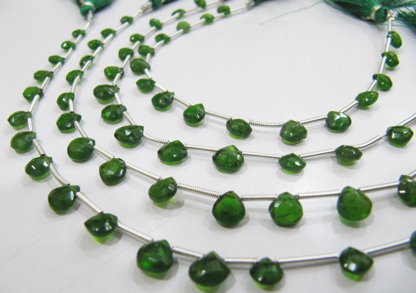 AAA Best Quality Natural Chrome Diopside 5-6mm, Best Quality Green Color Heart Shape Faceted Beads, Strand 8 inches Long Sold Per Strand