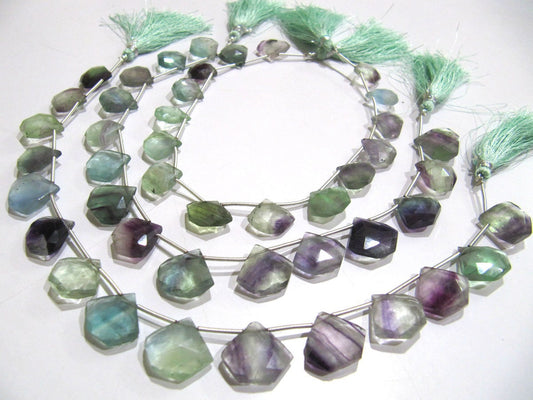 AAA Quality Natural Multi Flourite Multi Color Beads Fluorite Diamond Shape Faceted Cut Beads Size 14-15mm Strand 10 Inches Long .
