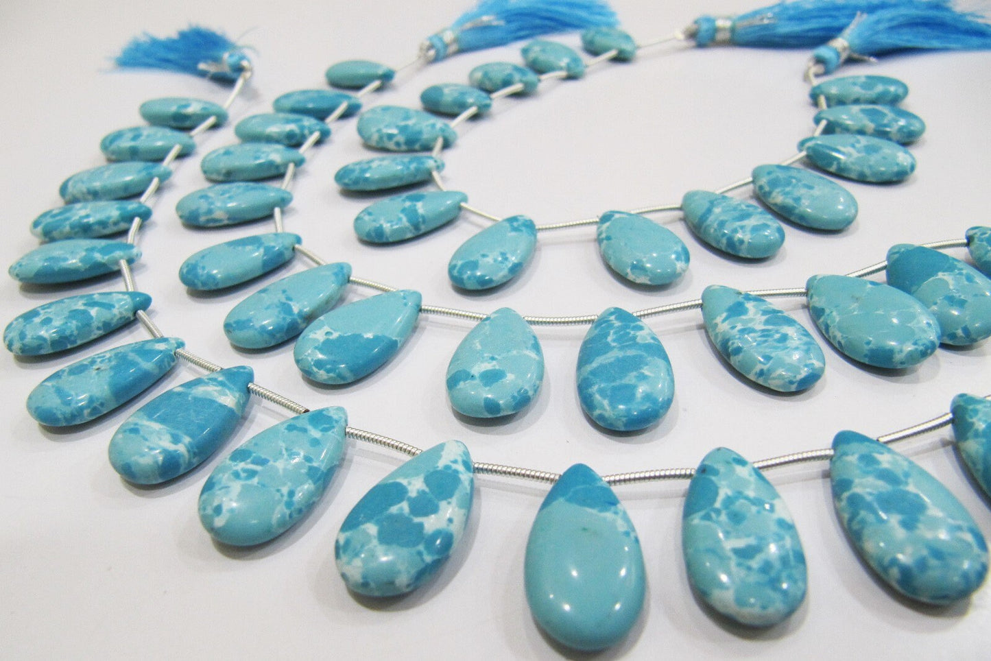 AAA Quality Turquoise Pear Shape Plain Smooth Size 9x18mm To 10x20mm Magnesite Beads Strand 8 inches Long Sold Per Strand Wholesale Price