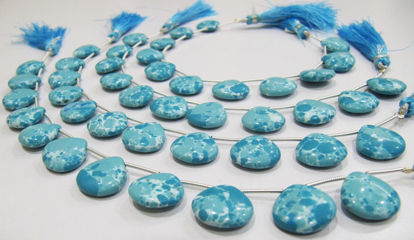 AAA Quality Turquoise Heart Shape Plain Smooth Size 14-15mm Sky Blue Magnesite Briolette Beads Strand 8 inches Long Sold Per Strand