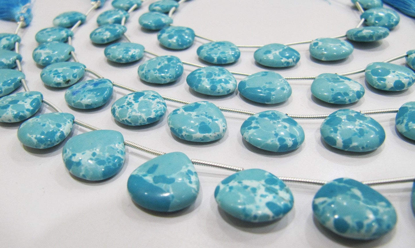 AAA Quality Turquoise Heart Shape Plain Smooth Size 14-15mm Sky Blue Magnesite Briolette Beads Strand 8 inches Long Sold Per Strand