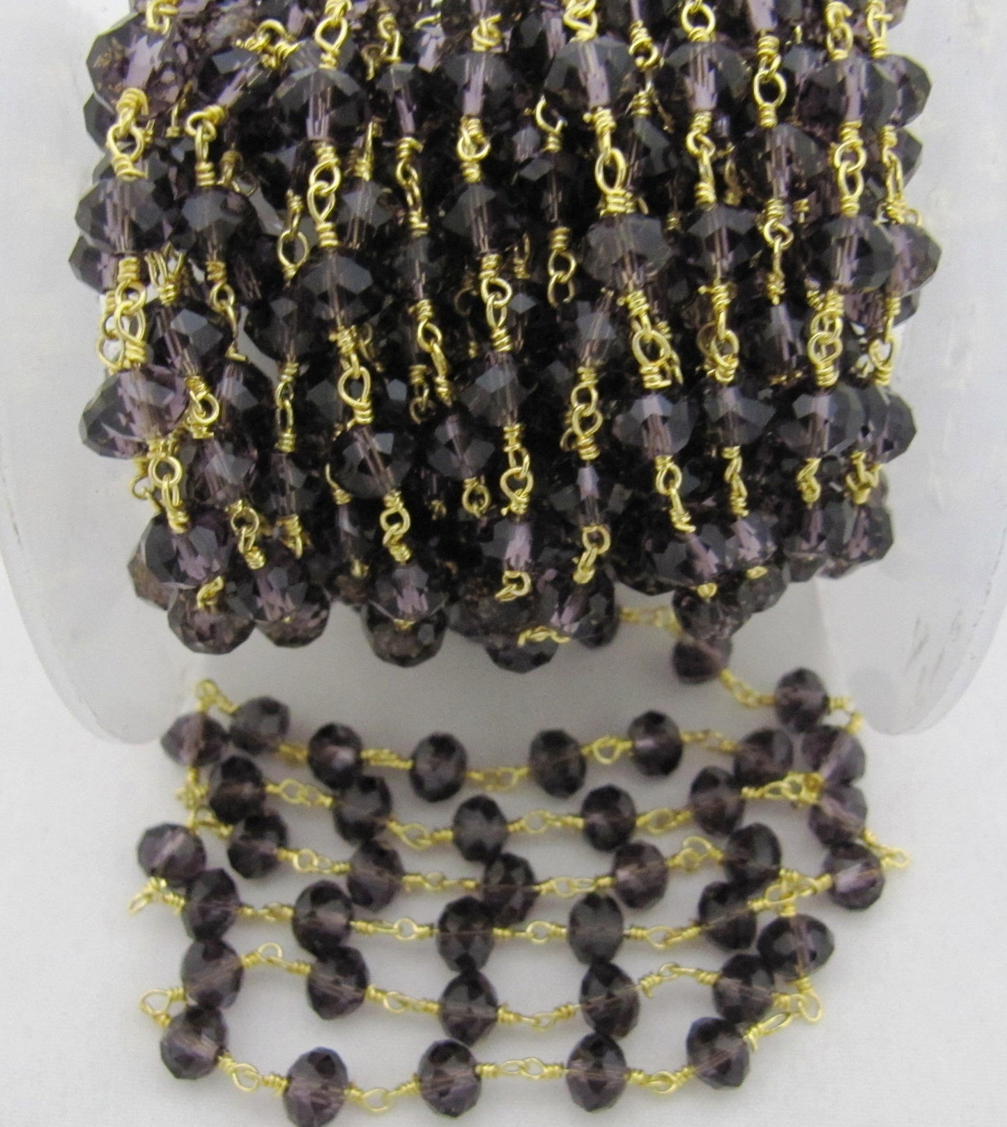 3 Ft-Purple Amethyst Hydro Quartz Rondelle Faceted Beaded  6mm Size Hydro Quartz Bead Rosary Chain Wholesale Prices Crystal chain