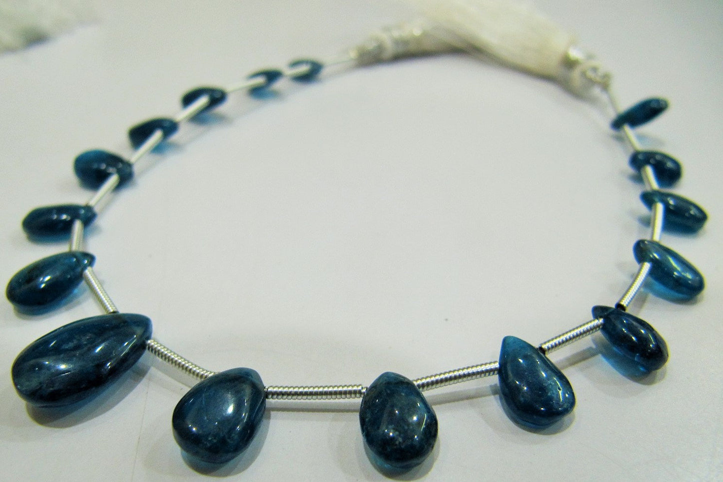 Natural Neon Apatite Pear Shape Plain Smooth 4x6mm To 5x7mm Blue Color Beads Strand 8 Inches Long Sold Per Strand
