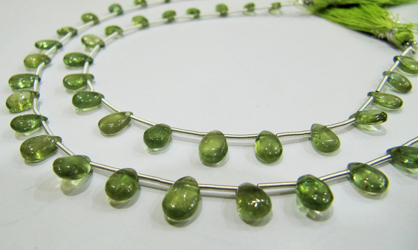 AAA Quality Natural Green Apatite Gemstone Pear Shape Smooth Beads Size 5x7mm to 6x9mm Green Color Beads Strand 8 Inches Long Sold PerStrand
