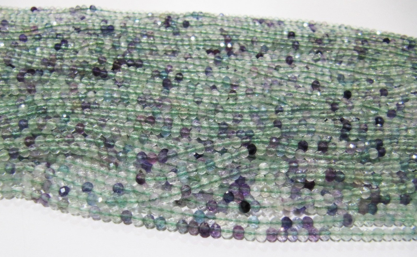 Natural Fluorite Multi Color Beads Fluorite Rondelle Shape Faceted 3mm Beads Green Beads, Purple Beads Strand 13 Inch Long