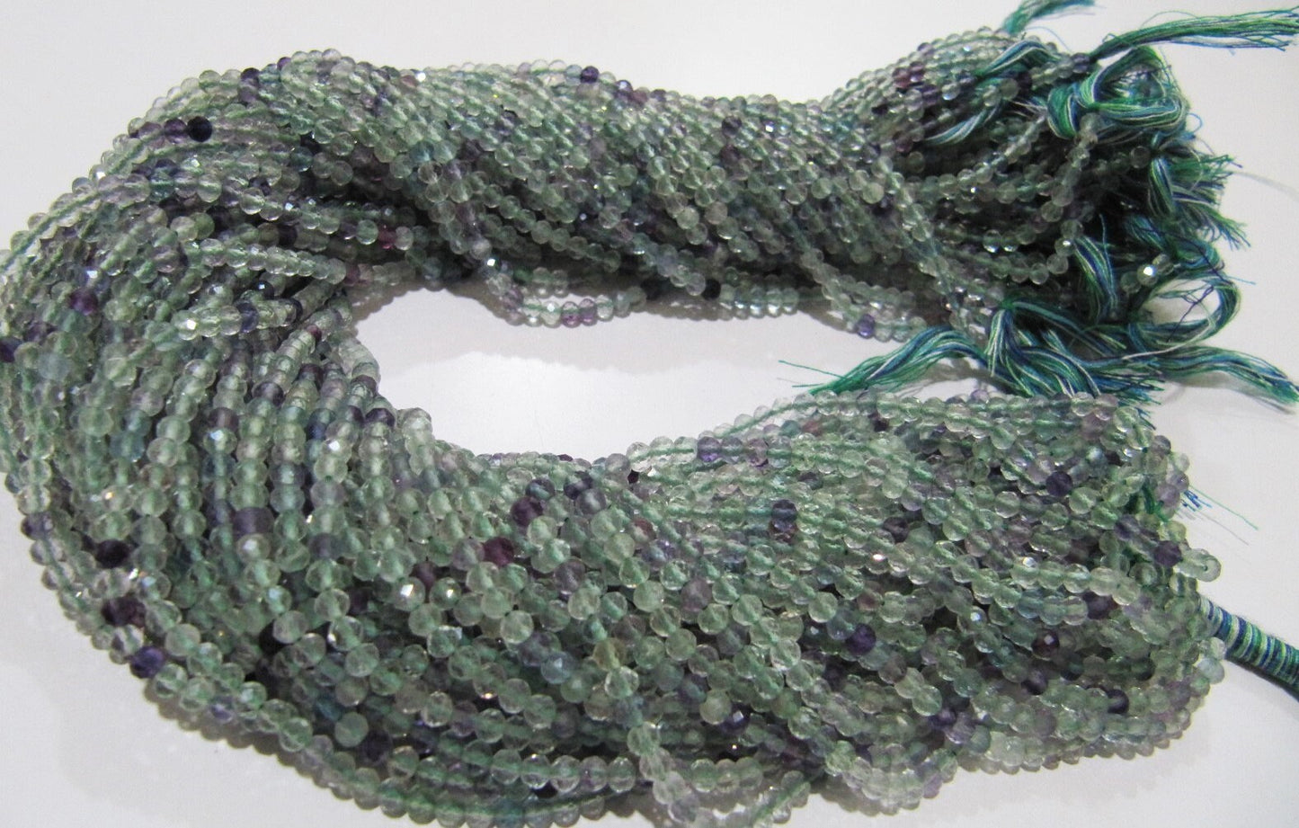 Natural Fluorite Multi Color Beads Fluorite Rondelle Shape Faceted 3mm Beads Green Beads, Purple Beads Strand 13 Inch Long