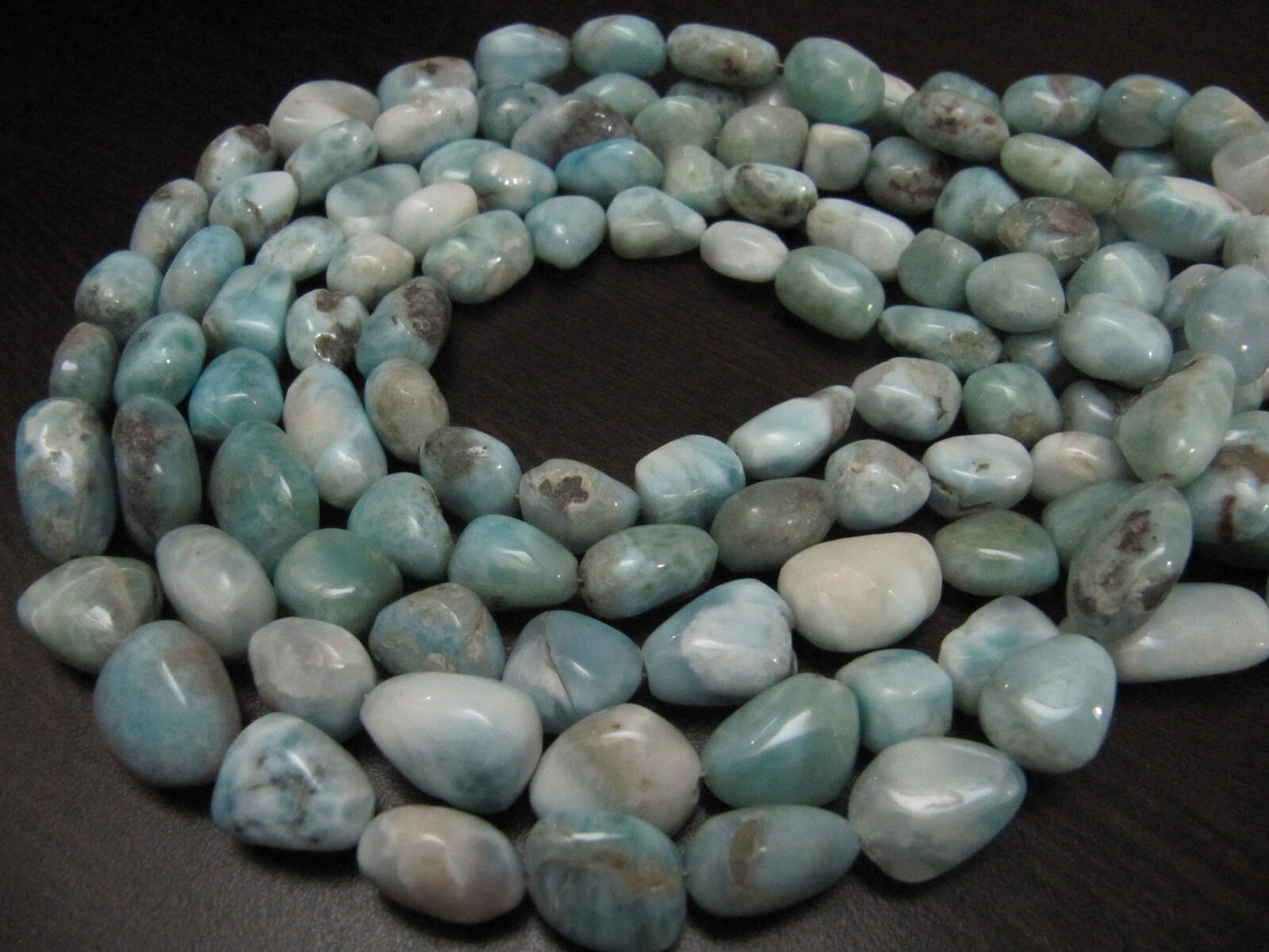 AAA Quality Natural Larimar Tumbled Free Shape 9 to 15mm Smooth Nugget Beads Strand 8 Inches Long Green Blue Color Beads For Jewelry Making