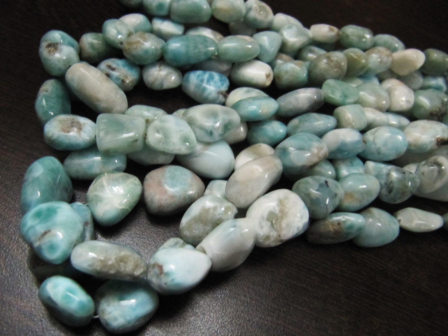 AAA Quality Natural Larimar Tumbled Free Shape 9 to 15mm Smooth Nugget Beads Strand 8 Inches Long Green Blue Color Beads For Jewelry Making