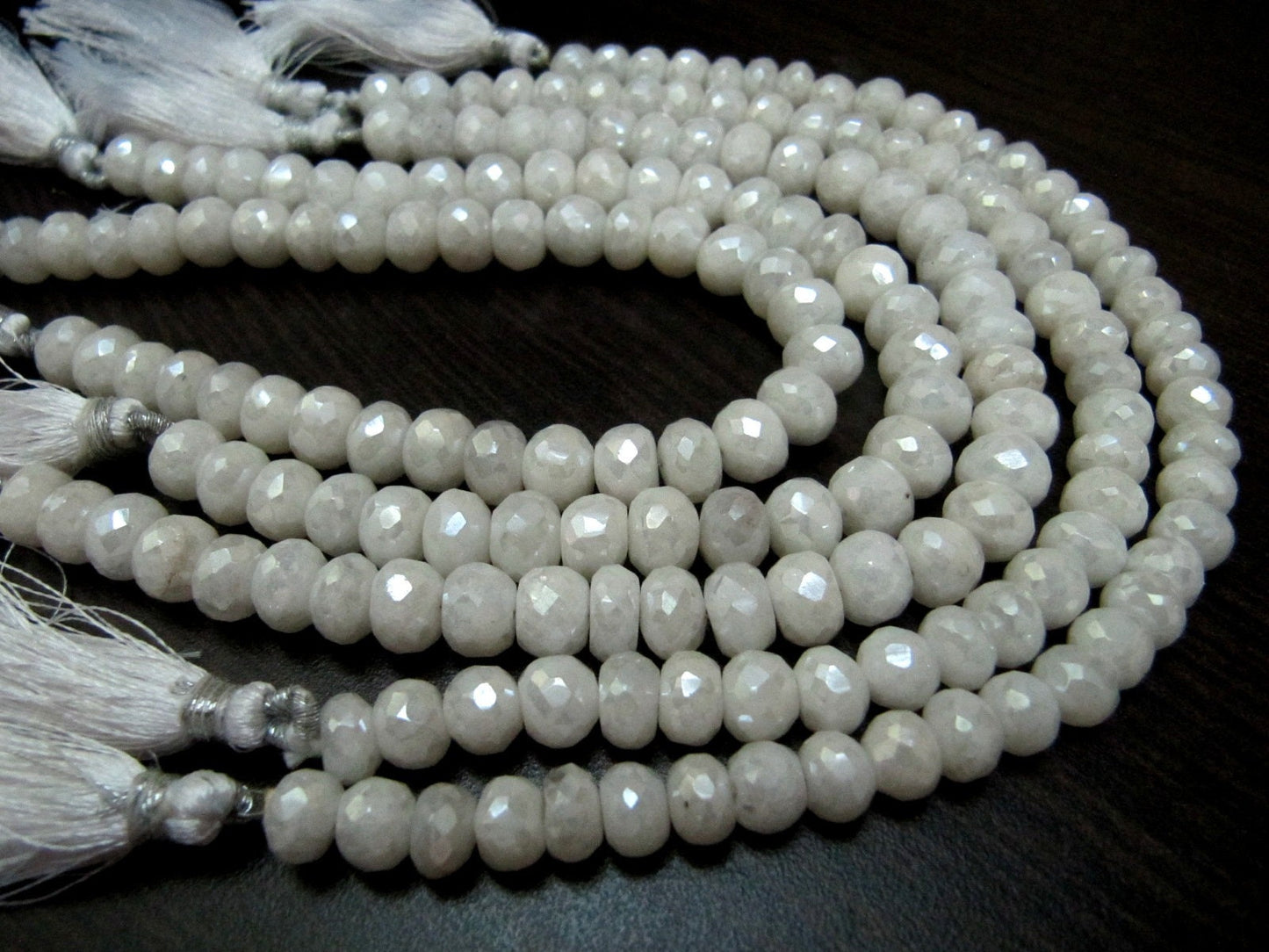 Natural Silverite Quartz Beads 10-11mm, Top Quality Rondelle faceted Silverite Chalcedony Beads, Strand 8 inch long, Mystic Silver Coated
