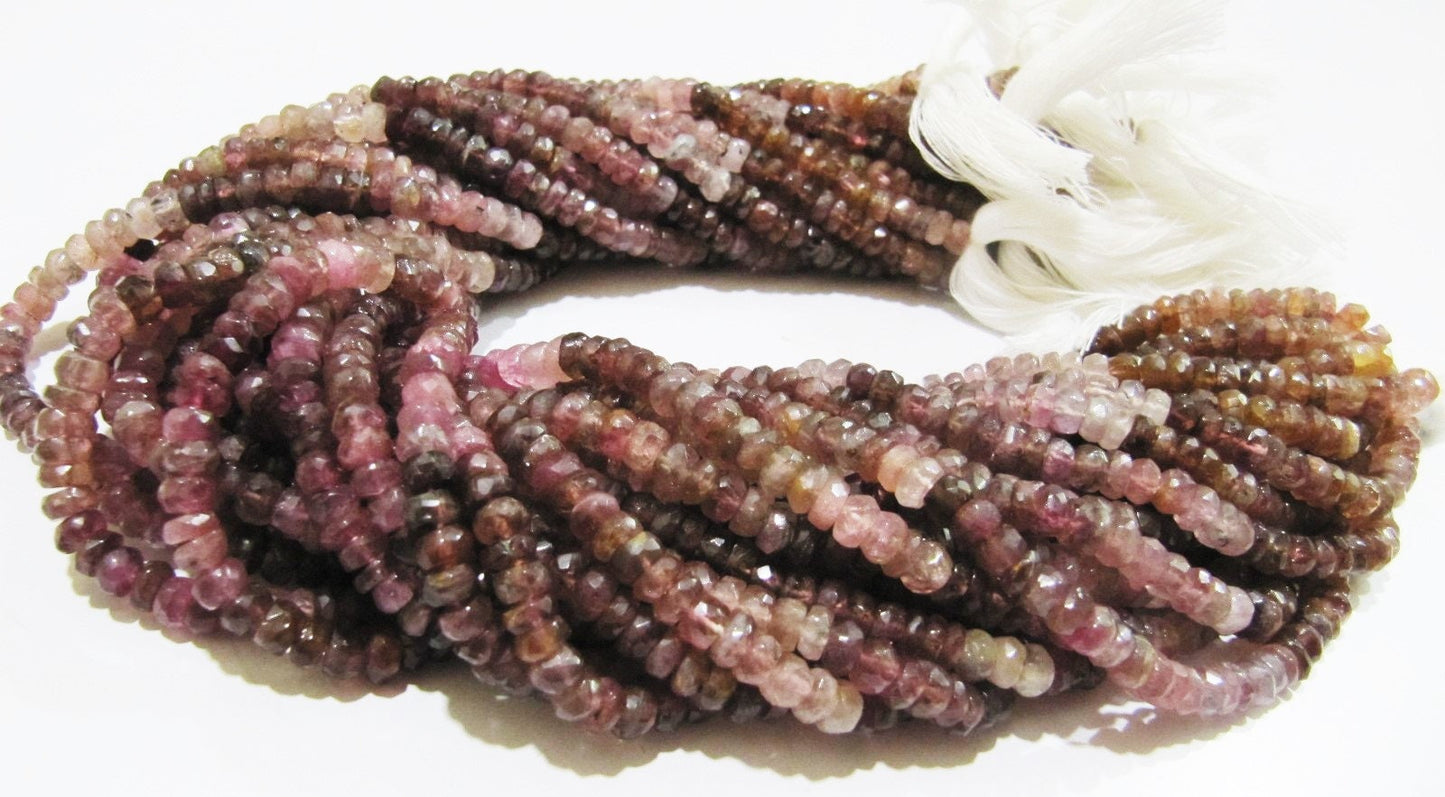 Natural Pink Tourmaline Rondelle Faceted Beads Stone Size 5-6 To 7-8mm Jewelry Making Beads Strand 14 inches Long Wholesale Prices