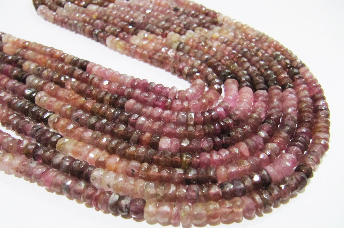 Natural Pink Tourmaline Rondelle Faceted Beads Stone Size 5-6 To 7-8mm Jewelry Making Beads Strand 14 inches Long Wholesale Prices