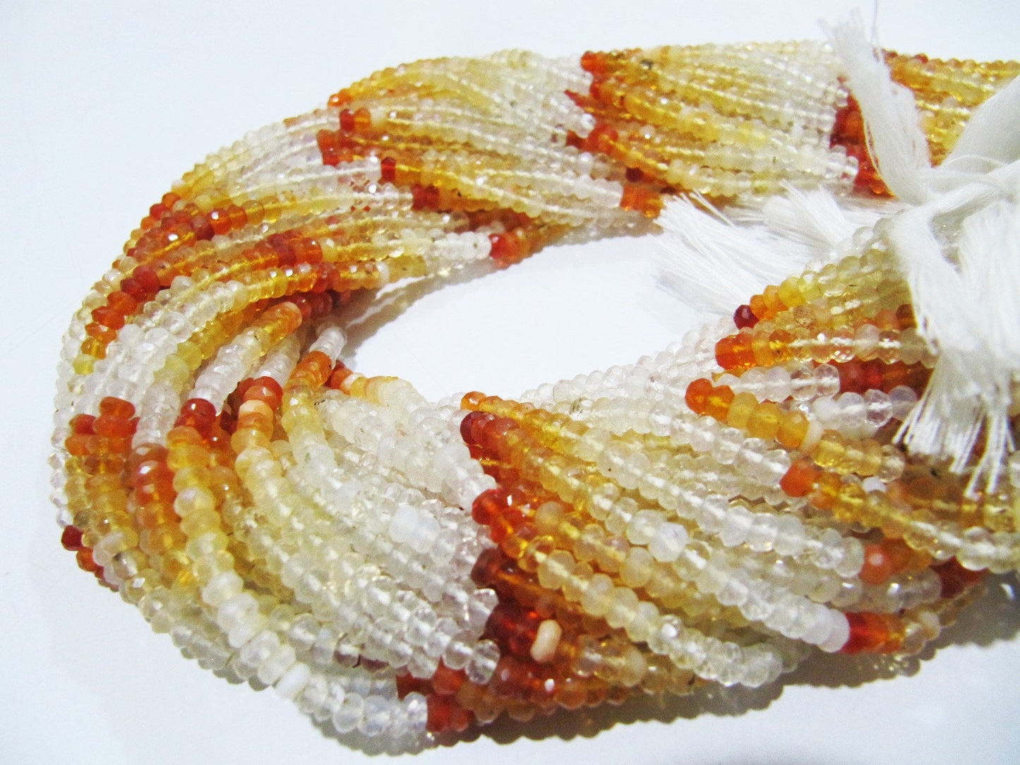 Natural Genuine Mexican Fire Opal Rondelle Faceted Shaded Beads  Size 3-4mm starnd 13 Inches Long Beads Jewelry making Beads Wholesale Rates