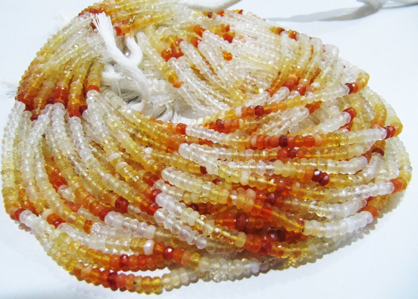 Natural Genuine Mexican Fire Opal Rondelle Faceted Shaded Beads  Size 3-4mm starnd 13 Inches Long Beads Jewelry making Beads Wholesale Rates