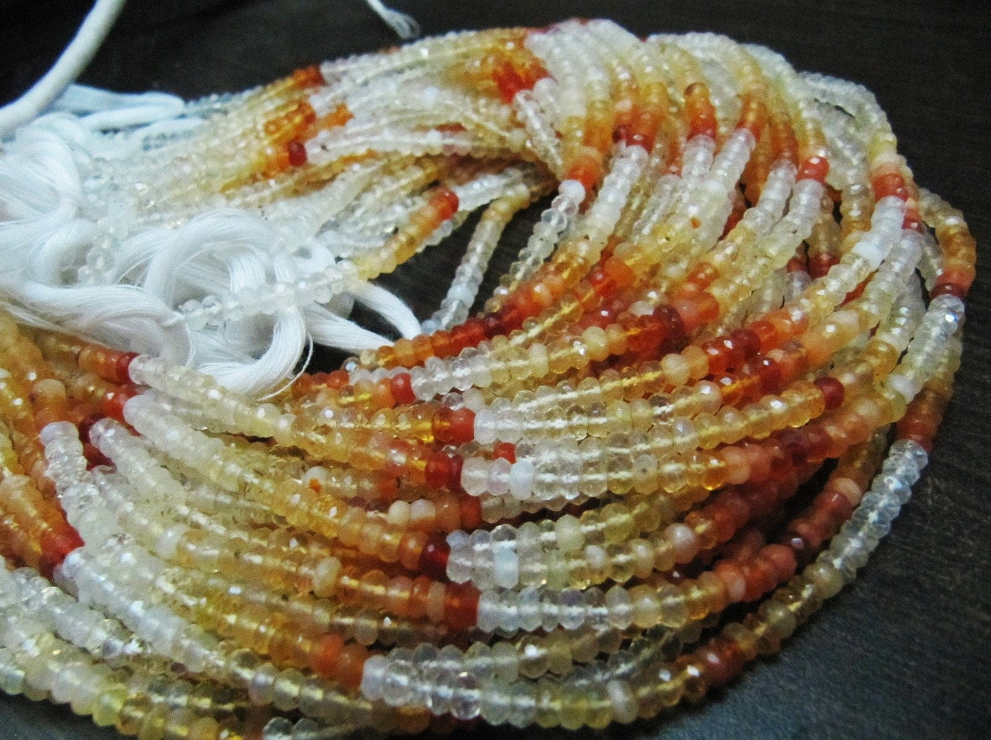 Natural Genuine Mexican Fire Opal Rondelle Faceted Shaded Beads  Size 3-4mm starnd 13 Inches Long Beads Jewelry making Beads Wholesale Rates