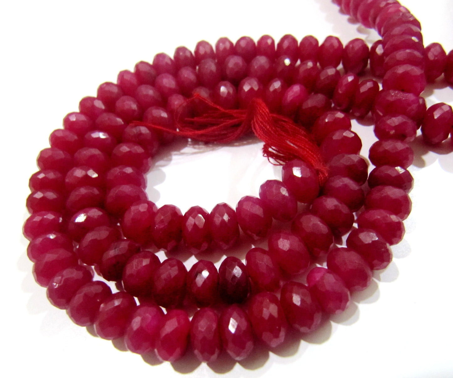AAA Quality Dyed Ruby Beads Rondelle Faceted Ruby Beads Size 8-9mm Strand 13 inch long Micro Faceted Gemstone Beads Wholesale Prices