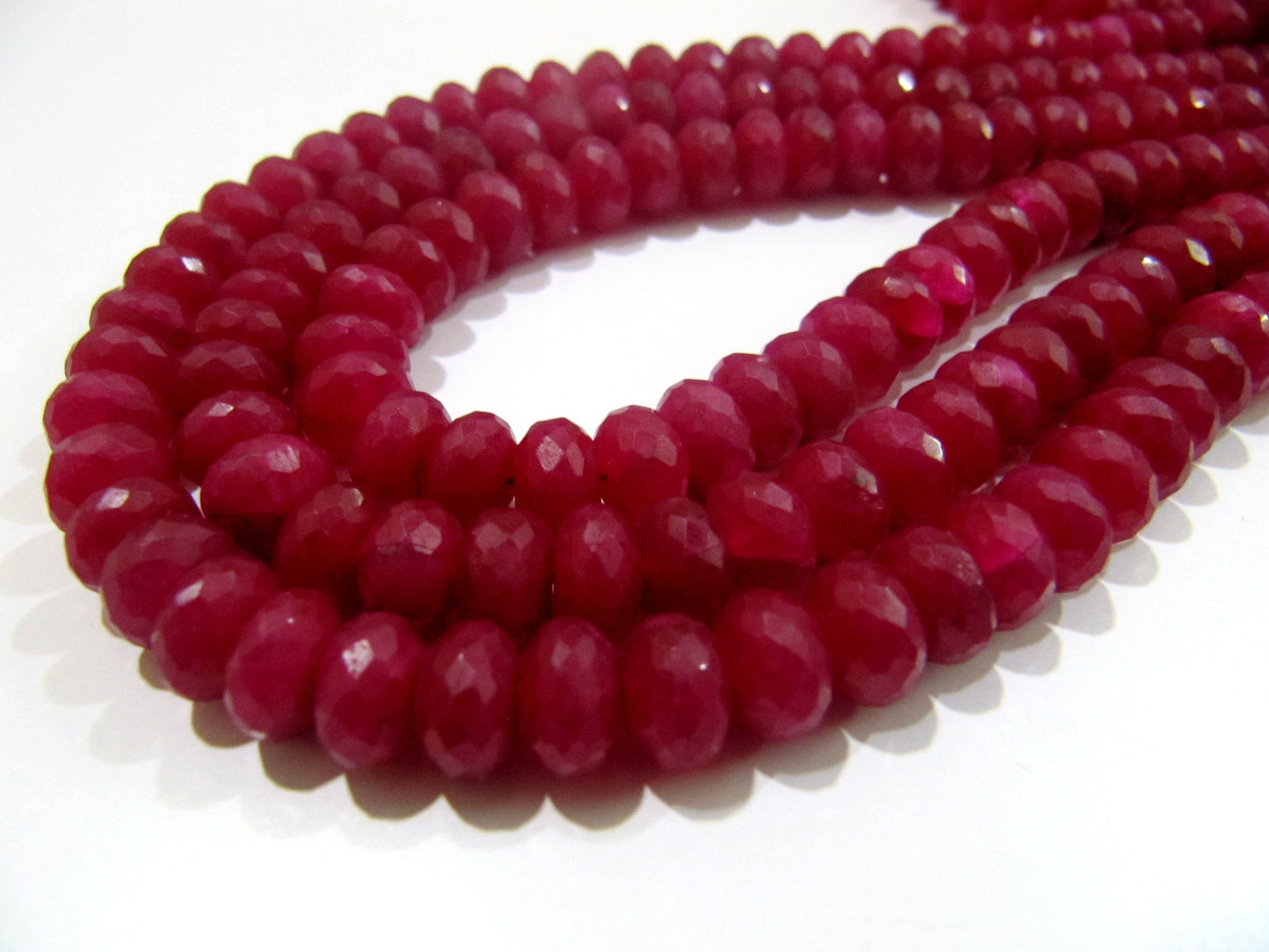 AAA Quality Dyed Ruby Beads Rondelle Faceted Ruby Beads Size 8-9mm Strand 13 inch long Micro Faceted Gemstone Beads Wholesale Prices