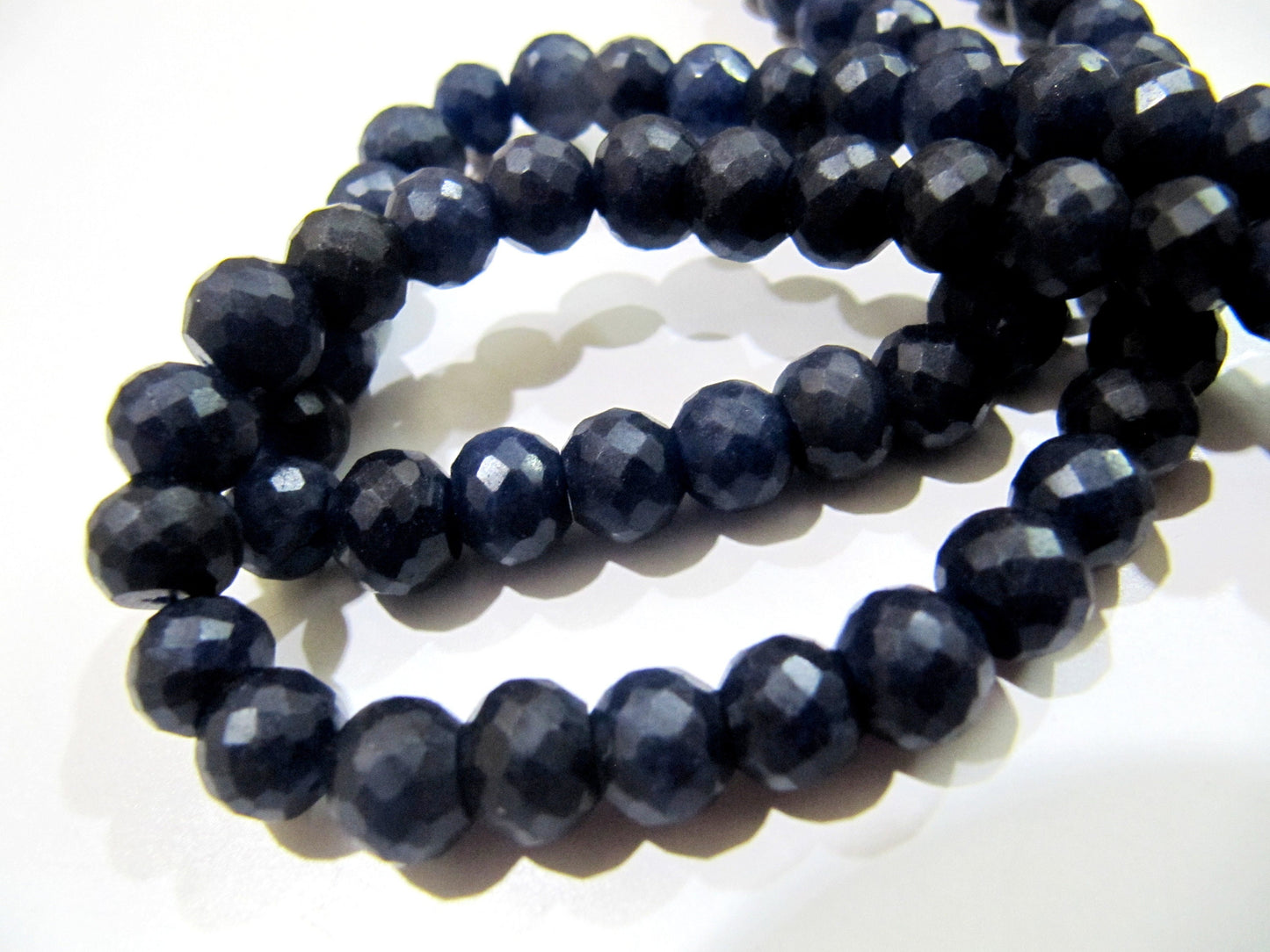 Dyed Sapphire Beads Rondelle Faceted Sapphire Beads Size 8-9mm Length 13 inch long Micro Faceted Beautiful Sapphire Beads Wholesale Prices