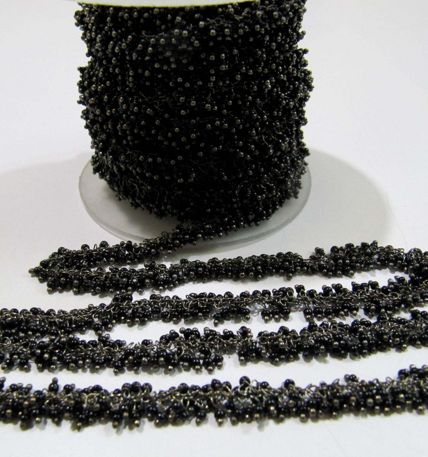 Black Spinel Rondelle Plain Smooth 2mm Beads Chain Grape Beaded Cluster Dangling Chain Wholesale Price Gemstone chain sold per foot