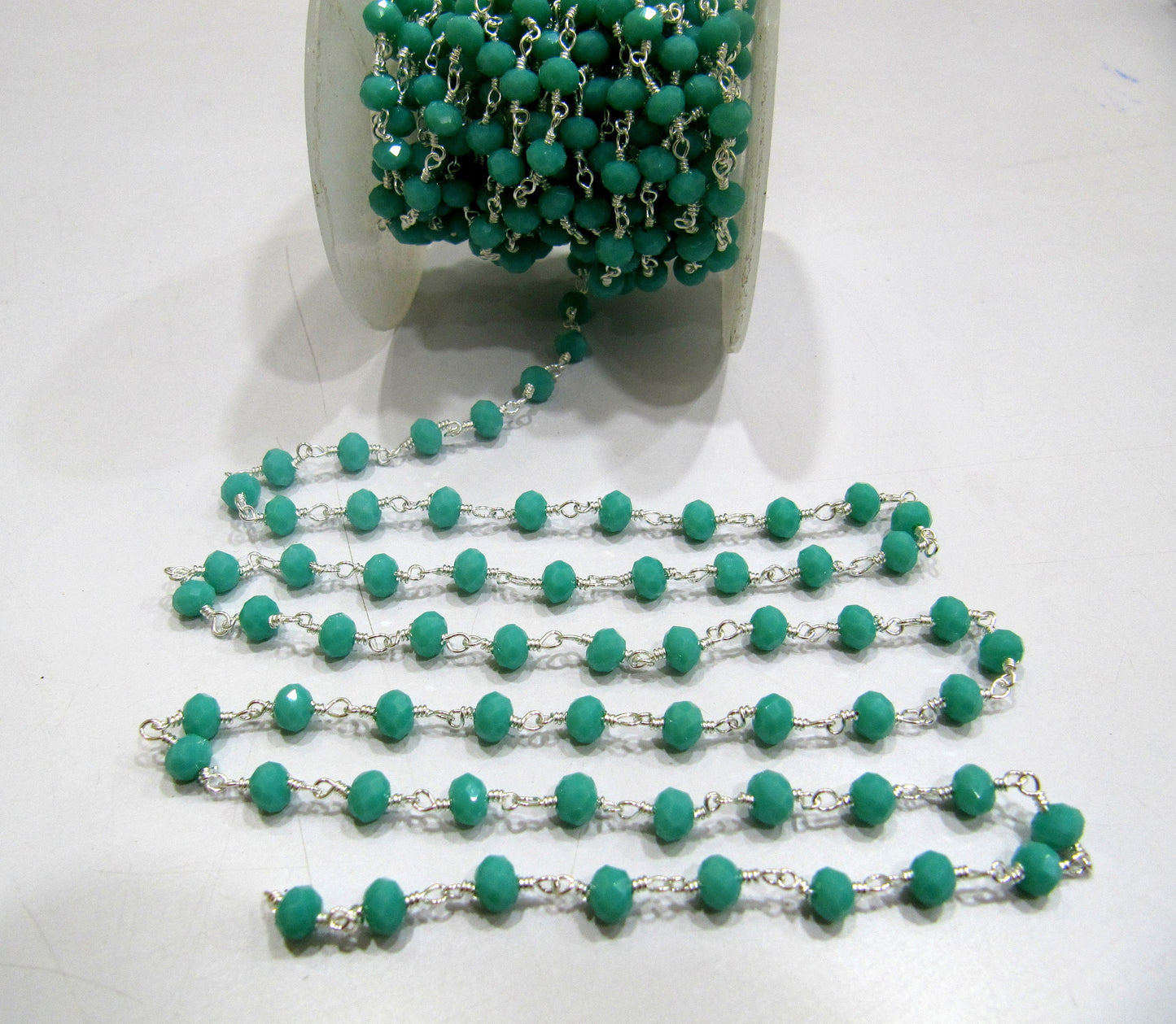 3 Feet- Amazonite Hydro Quartz  Rondelle Faceted Beaded Chain 6mm Size Hydro Quartz Bead Wholesale Prices Crystal Handmade chain
