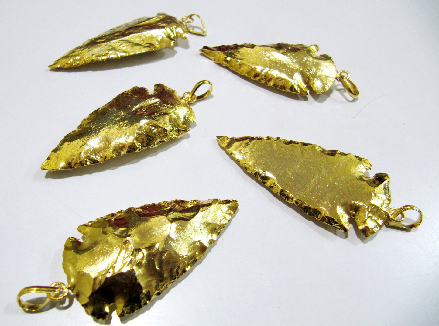 2 Pcs Set Natural Jasper Full Gold Electroplated Single Loop Arrowhead Connector Charms Pendant Size  2 to 2.5 Inches Long