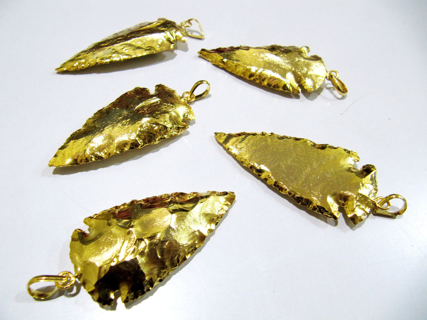 2 Pcs Set Natural Jasper Full Gold Electroplated Single Loop Arrowhead Connector Charms Pendant Size  2 to 2.5 Inches Long