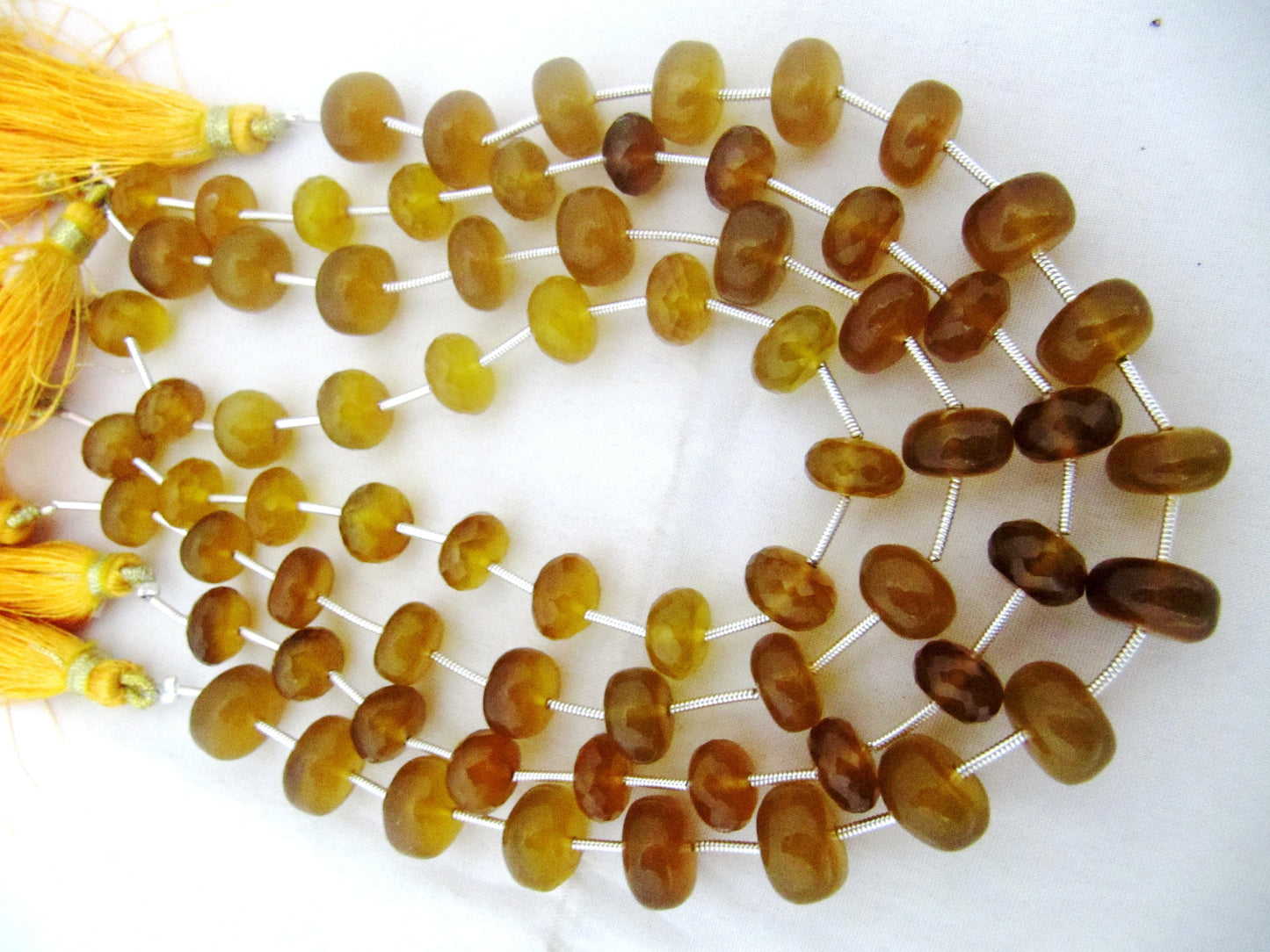 Natural Yellow Chalcedony Beads Rondelle Plain Smooth 10 to 12mm Size Beads Strand 9 inches long Yellow Color Gemstones Beads