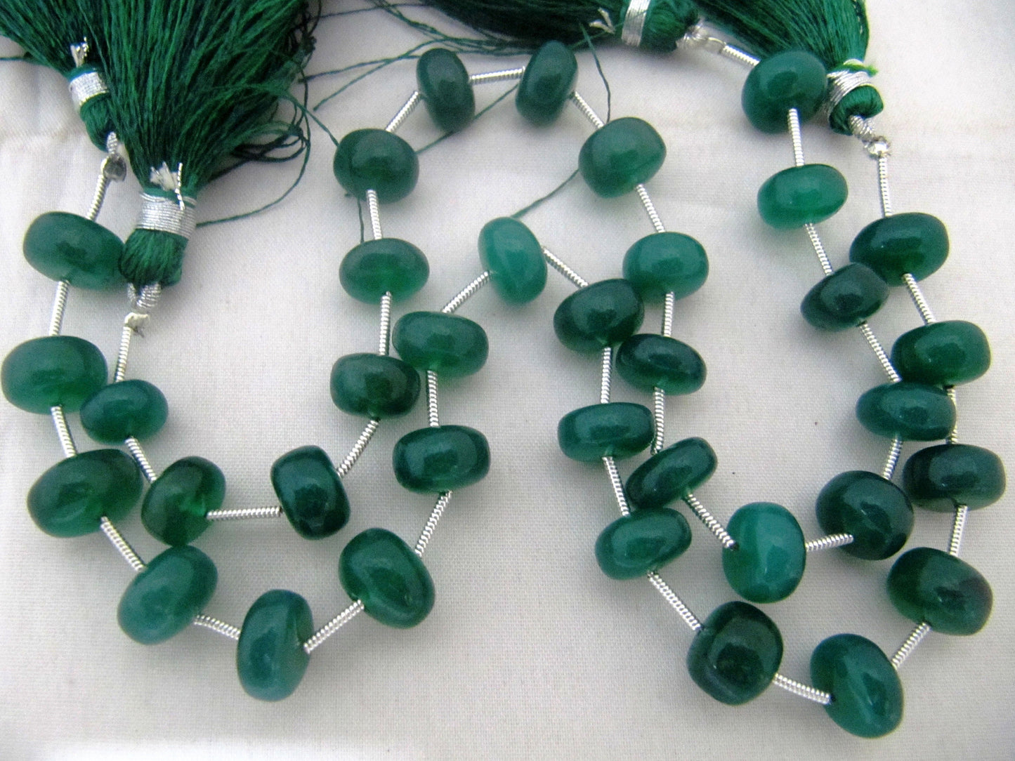 Natural Green Onyx Beads Rondelle Plain Smooth 10 to 12mm Size Beads Strand 9 inches long Green Color Gemstones Beads Wholesale Prices