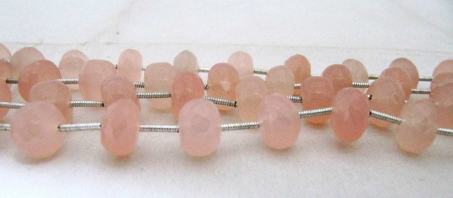 Natural Pink Chalcedony Rondelle Faceted 10 to 12mm Size Beads Strand 9 inches long Pink Color Gemstones Beads Wholesale Prices