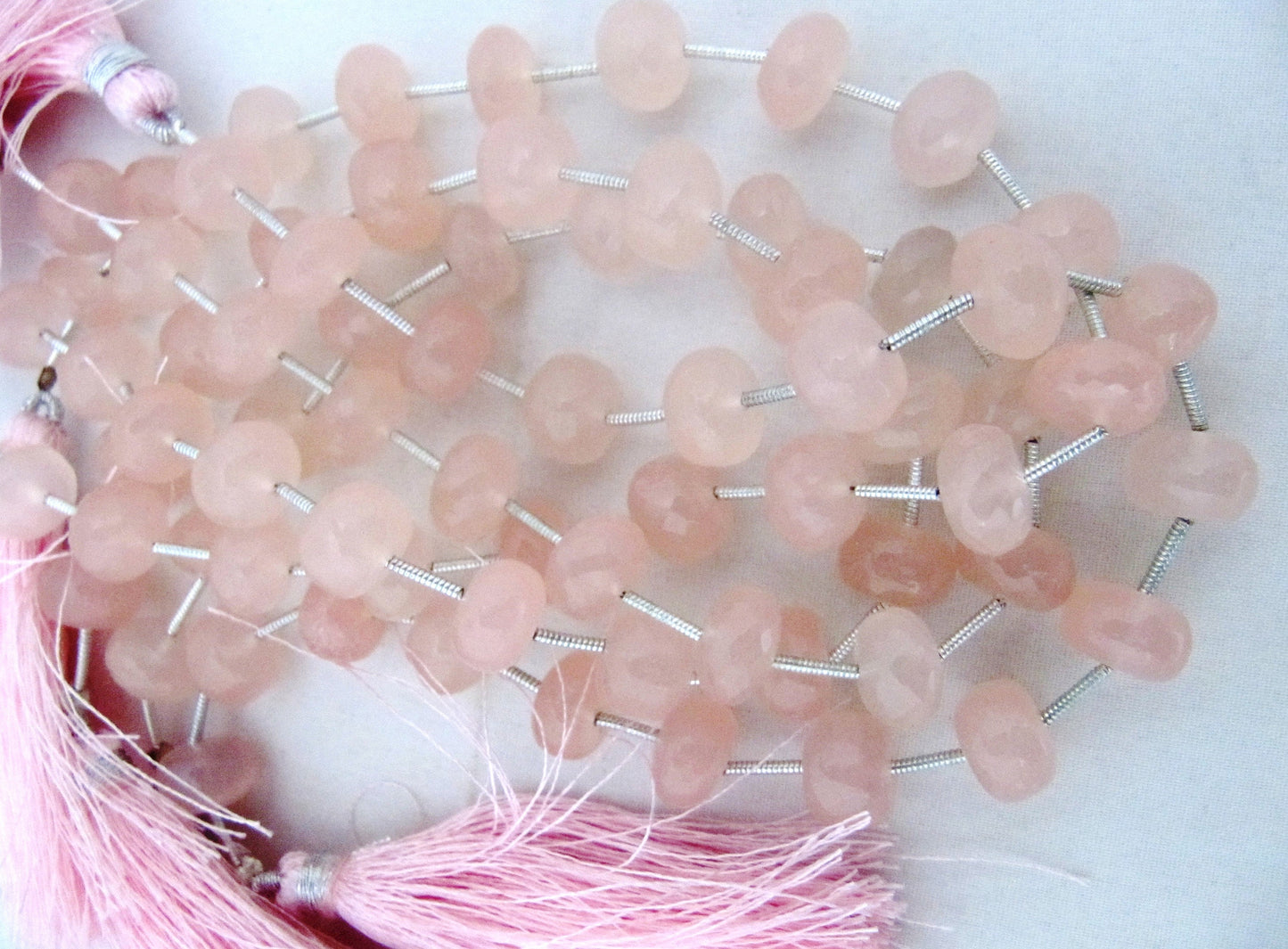 Natural Pink Chalcedony Rondelle Faceted 10 to 12mm Size Beads Strand 9 inches long Pink Color Gemstones Beads Wholesale Prices