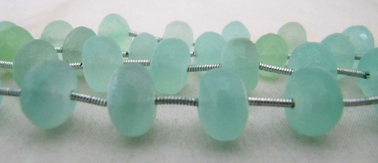 Natural Aqua Chalcedony Rondelle Faceted 10 to 12mm Size Beads Strand 9 inches long Aqua Color Gemstones Beads Wholesale Prices