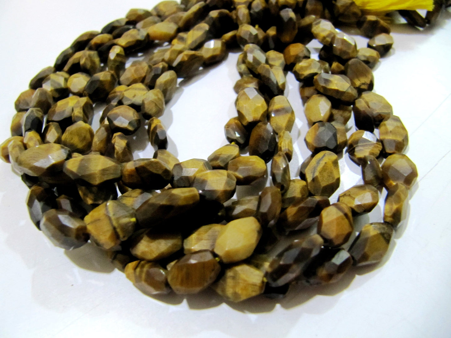 Natural Tiger Eye Oval Faceted Briolette Beads 7x9mm to 8x12mm Mani Shape Gemstone Beads Strands approx 13 inch long sold per Strand