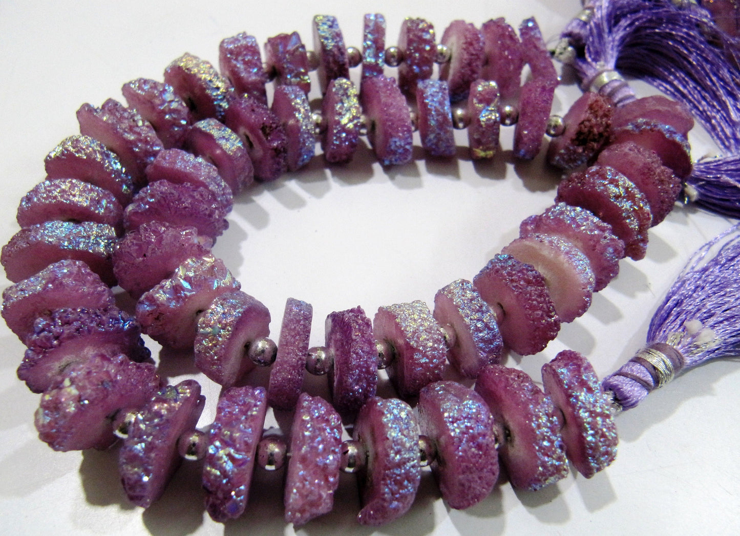 Beautiful Purple Solar Quartz Disc Beads Earth Magic Stones 15 to20mm Strand 8inches 30 to35 Beads Rich Mystic Purple Designer Jewelry beads