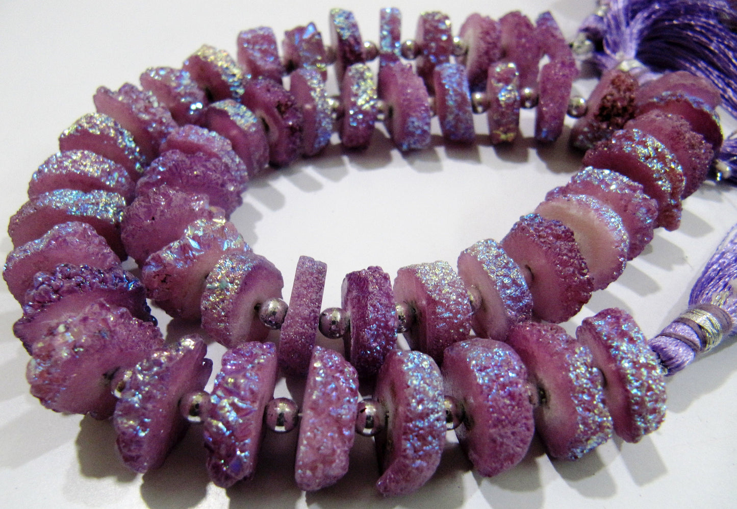 Beautiful Purple Solar Quartz Disc Beads Earth Magic Stones 15 to20mm Strand 8inches 30 to35 Beads Rich Mystic Purple Designer Jewelry beads