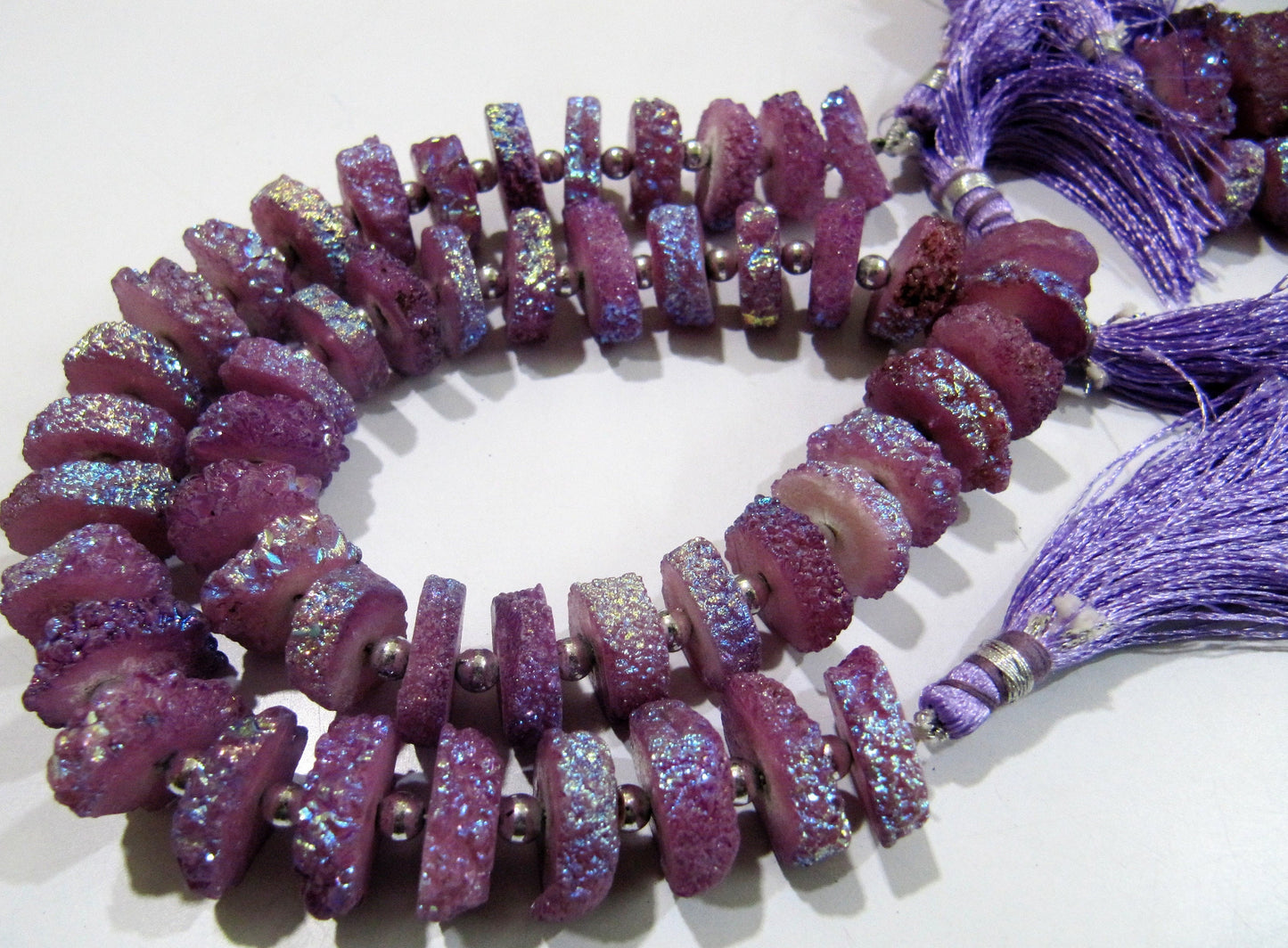 Beautiful Purple Solar Quartz Disc Beads Earth Magic Stones 15 to20mm Strand 8inches 30 to35 Beads Rich Mystic Purple Designer Jewelry beads