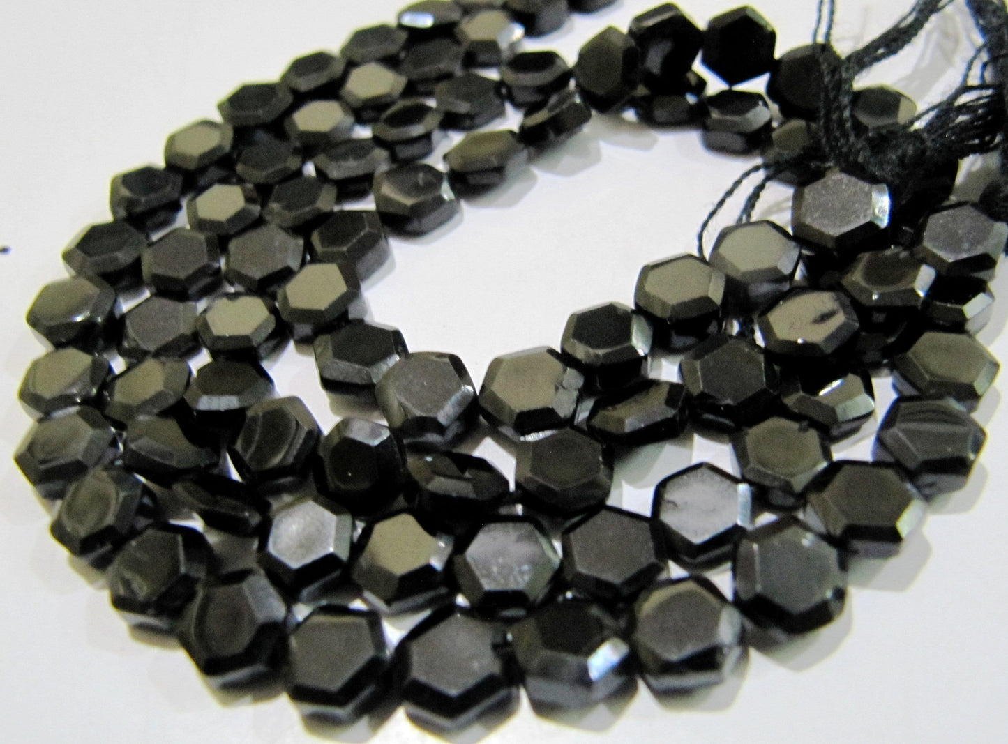 Natural Black Spinel Hexagon Shape Faceted Beads 5 to 7mm , Strands 13 inch long , Semi Precious Fancy Shape beads sold Per Strand
