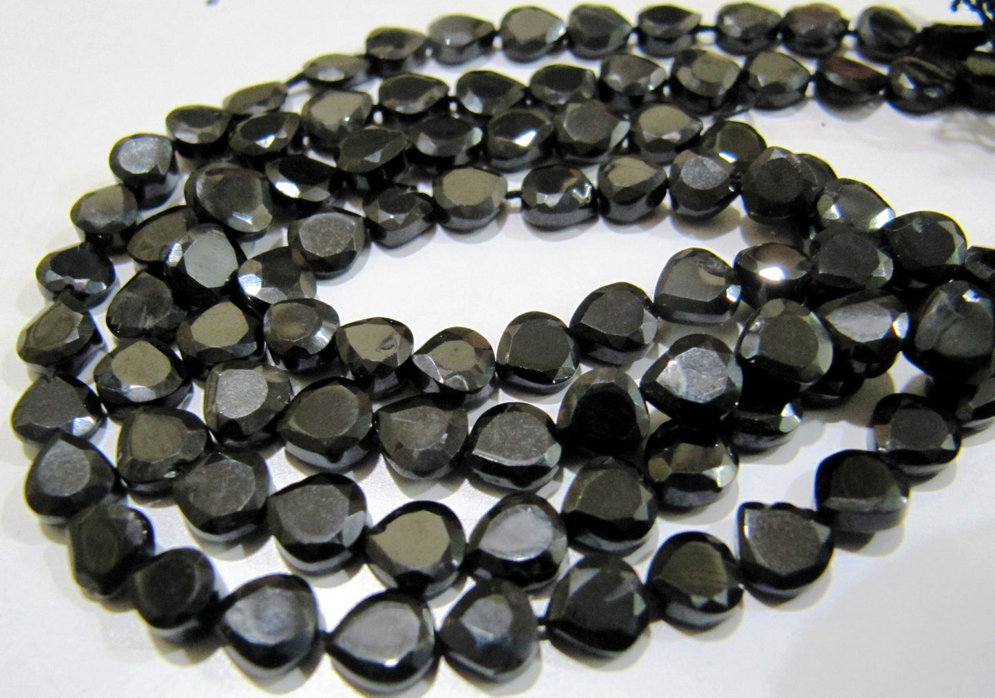 Natural Black Spinel Heart Shape Faceted Beads 5 to 6mm Strands 13inch long  Semi Precious Fancy Shape beads sold Per Strand Wholesale Rates