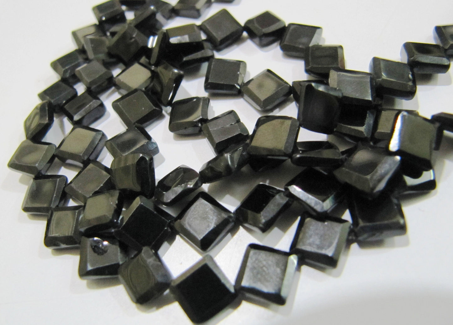 Natural Black Spinel Square Shape Faceted Beads 5 to 7mm Strand 13 inch long Semi Precious Fancy Shape beads sold Per Strand Wholesale Rates