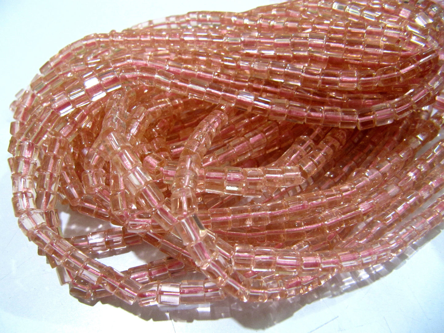 AAA Quality Rose Quartz Cube Beads 5mm Size Smooth Box Shape Beads Length 10 inches long Hydro Quartz Beads Wholesale Prices