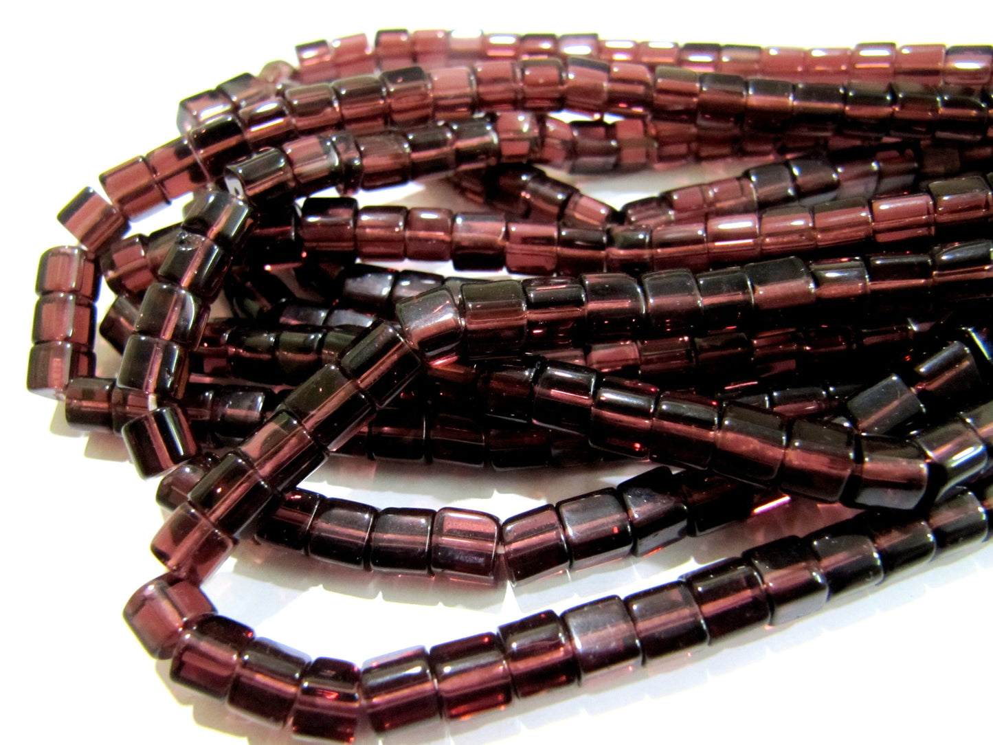 Finest Quality Rhodolite Garnet Color Cube Beads 5mm Size Smooth Box Shape Beads Length 10 inches long Hydro Quartz Beads Wholesale Prices