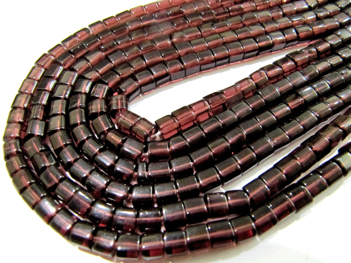 Finest Quality Rhodolite Garnet Color Cube Beads 5mm Size Smooth Box Shape Beads Length 10 inches long Hydro Quartz Beads Wholesale Prices