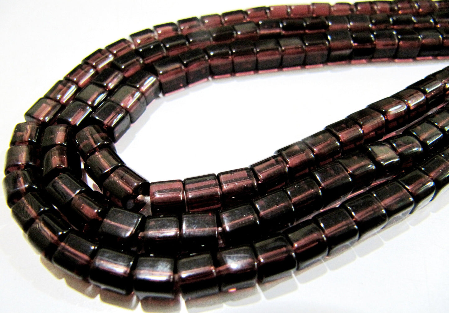 Finest Quality Rhodolite Garnet Color Cube Beads 5mm Size Smooth Box Shape Beads Length 10 inches long Hydro Quartz Beads Wholesale Prices
