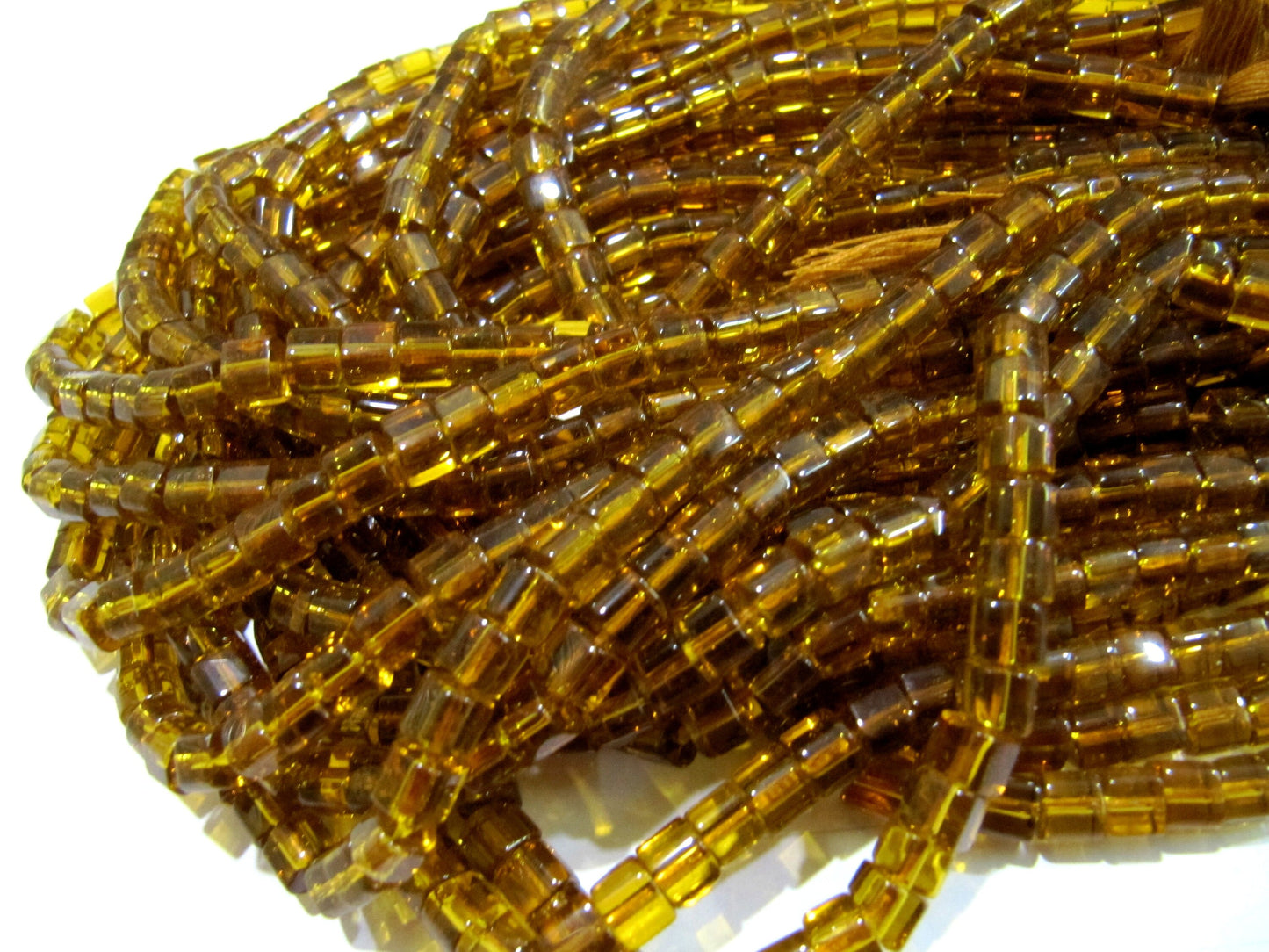 Best Quality Citrine Color Hydro Quartz  Cube shape Beads 5mm Smooth Box Shape Beads sold per strand 10 inches long  Wholesale Prices