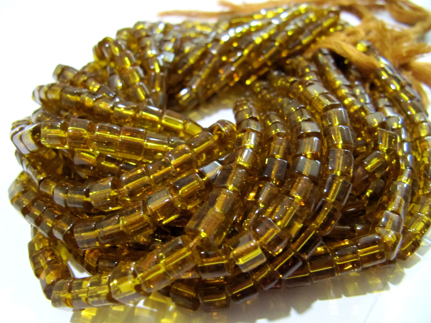 Best Quality Citrine Color Hydro Quartz  Cube shape Beads 5mm Smooth Box Shape Beads sold per strand 10 inches long  Wholesale Prices